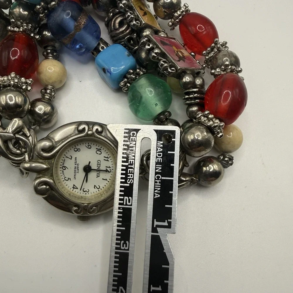 Boho Multicolor Beaded Wrap Bracelet Watch Geneva Quartz Chunky‎ Beads